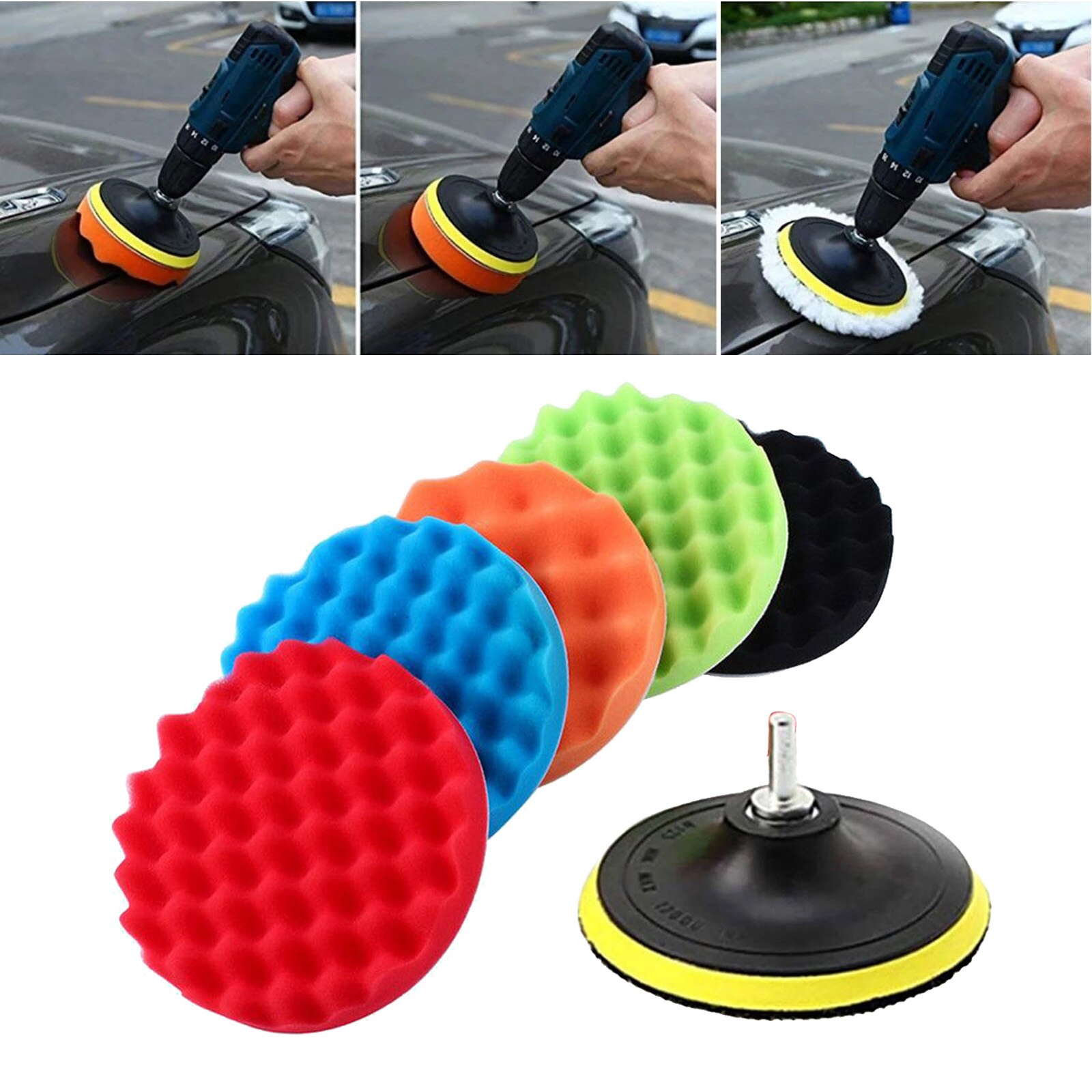 Boat Car Waxing Polishing Buffing Pads Kit Car Polisher Removes