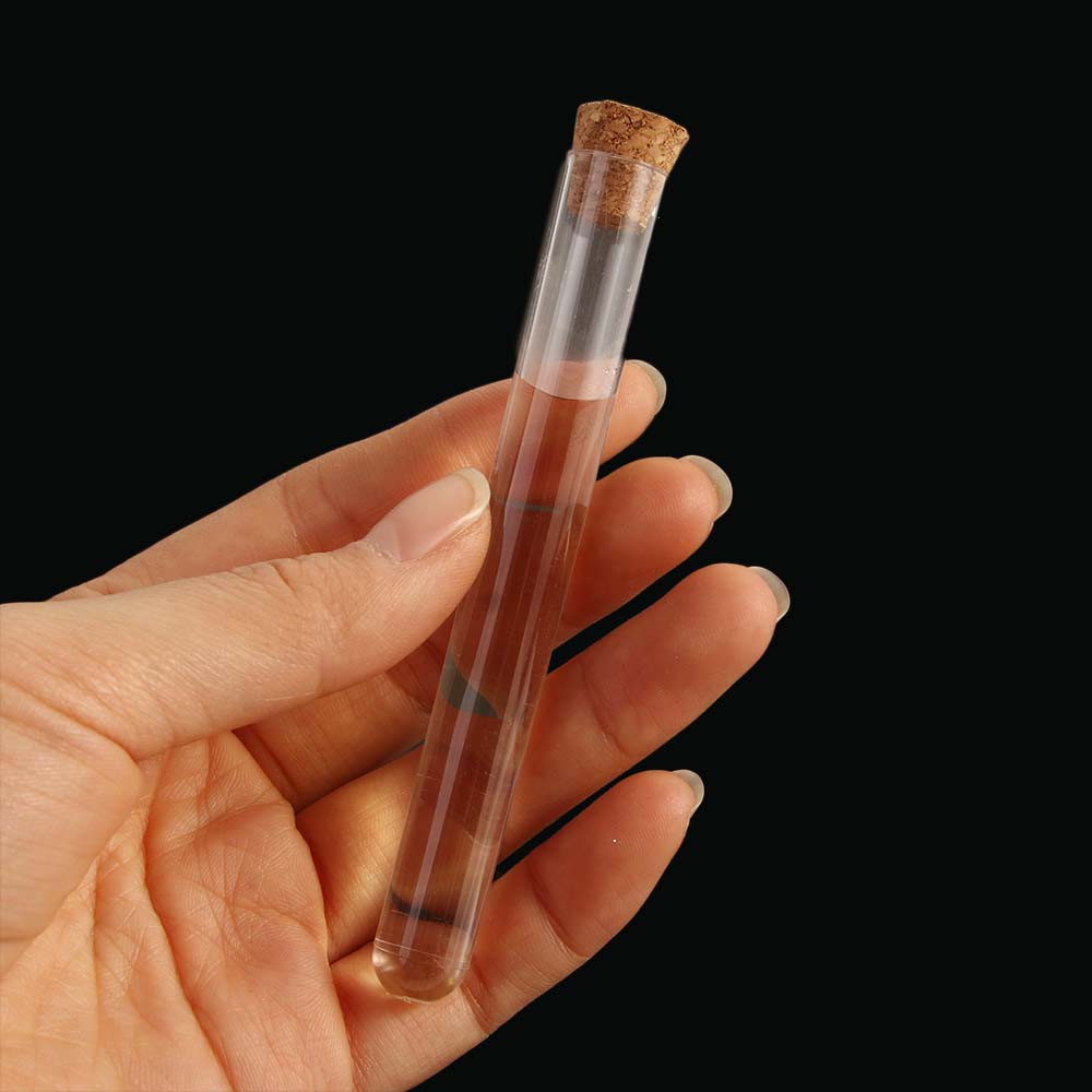 20 pièces/ensemble Tube à essai en plastique avec liège pour laboratoire fournitures de laboratoire scolaire Transparent bouteille vide 12x100mm