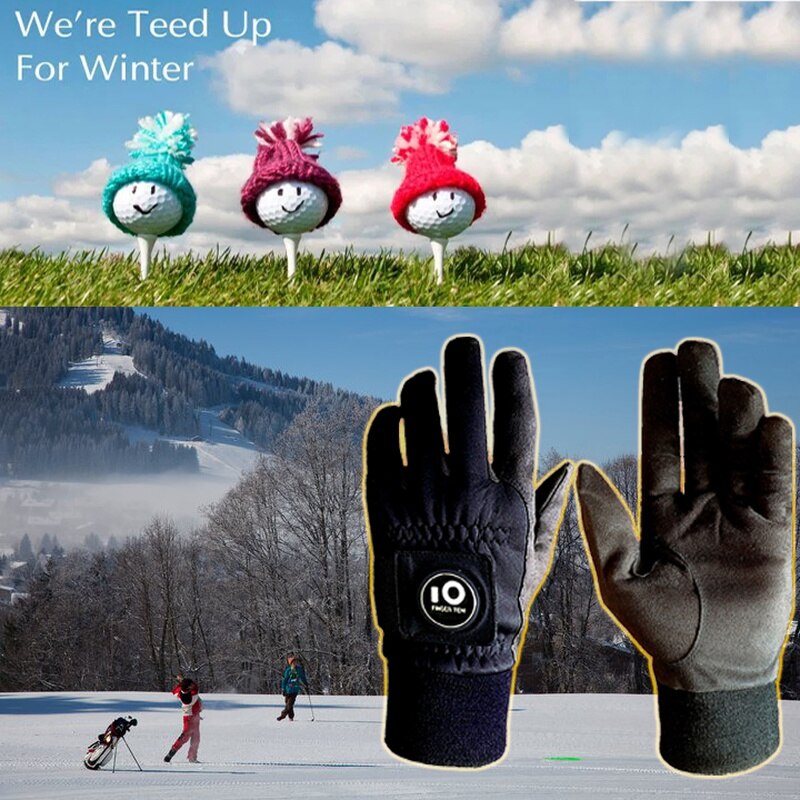 1 par inverno frio tempo quente luvas de golfe men com marcador bola aperto à prova de vento à prova dwindproof água luvas de golfe
