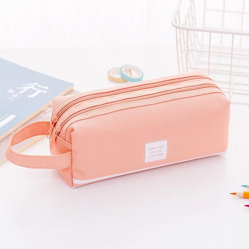 Preciosa cartuchera para niñas, bolsa de almacenamiento de bolígrafo, 2 compartimentos, maquillaje, monedero para mujer PUO88: pink-c