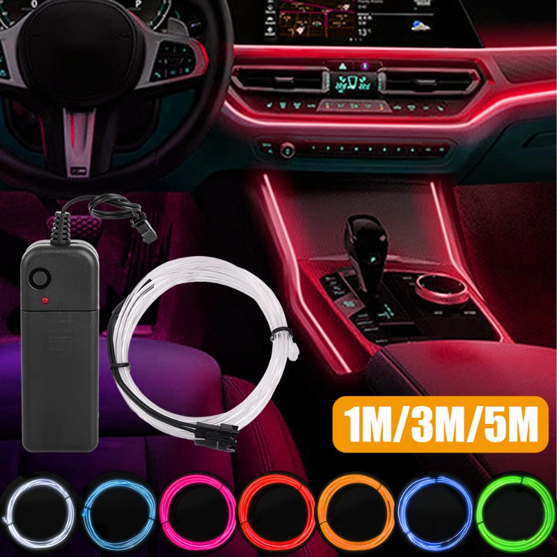 Auto Innen Atmosphäbetreffend Lampe Streifen Scheren Neon- EL Kalt Licht Draht Licht AA Batterie Regler Umgebungs Dekorative Licht Lampe