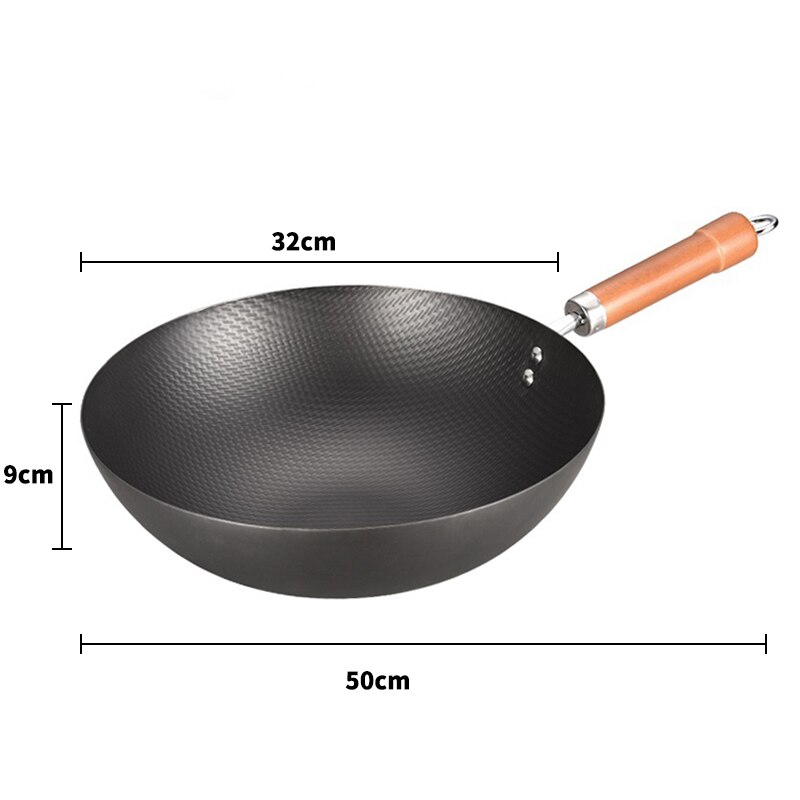 Wheat Grain Cast Iron Wok,Fine Iron Forged Chinese Wok,Uncoated Non-stick Pan,Kitchen Cooking Wok,Suitable For Kitchen Stove