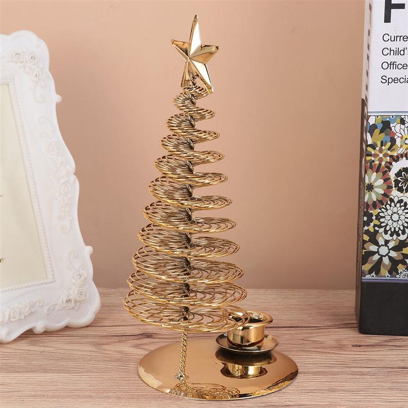 Christmas Candle Stand Pine Tree Shaped Candle Holder Metal Candlestick Christmas Decoration Party Supplies Home Decor