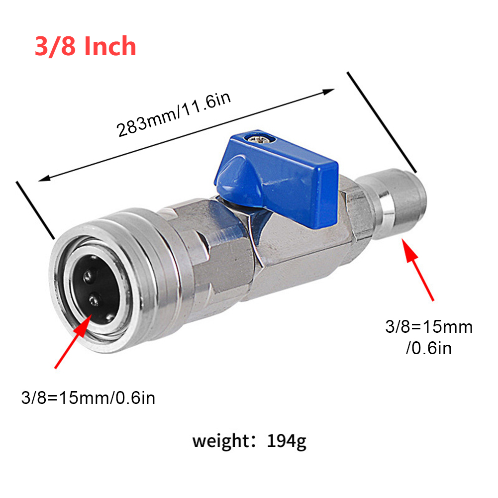 High Pressure Washer Ball Valve Kit with 3/8 Or 1/4 Inch Quick Connector Quick Connect Ball Valve 4500 PSI for Power Washer Hose: WHITE
