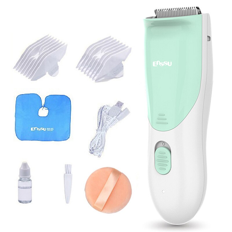 Electric Quiet Trimmer Baby Hair Clipper Child Hair Clippers Child Silent Cutting Machine Kids Infant Women Pet Hair Shaver: Green