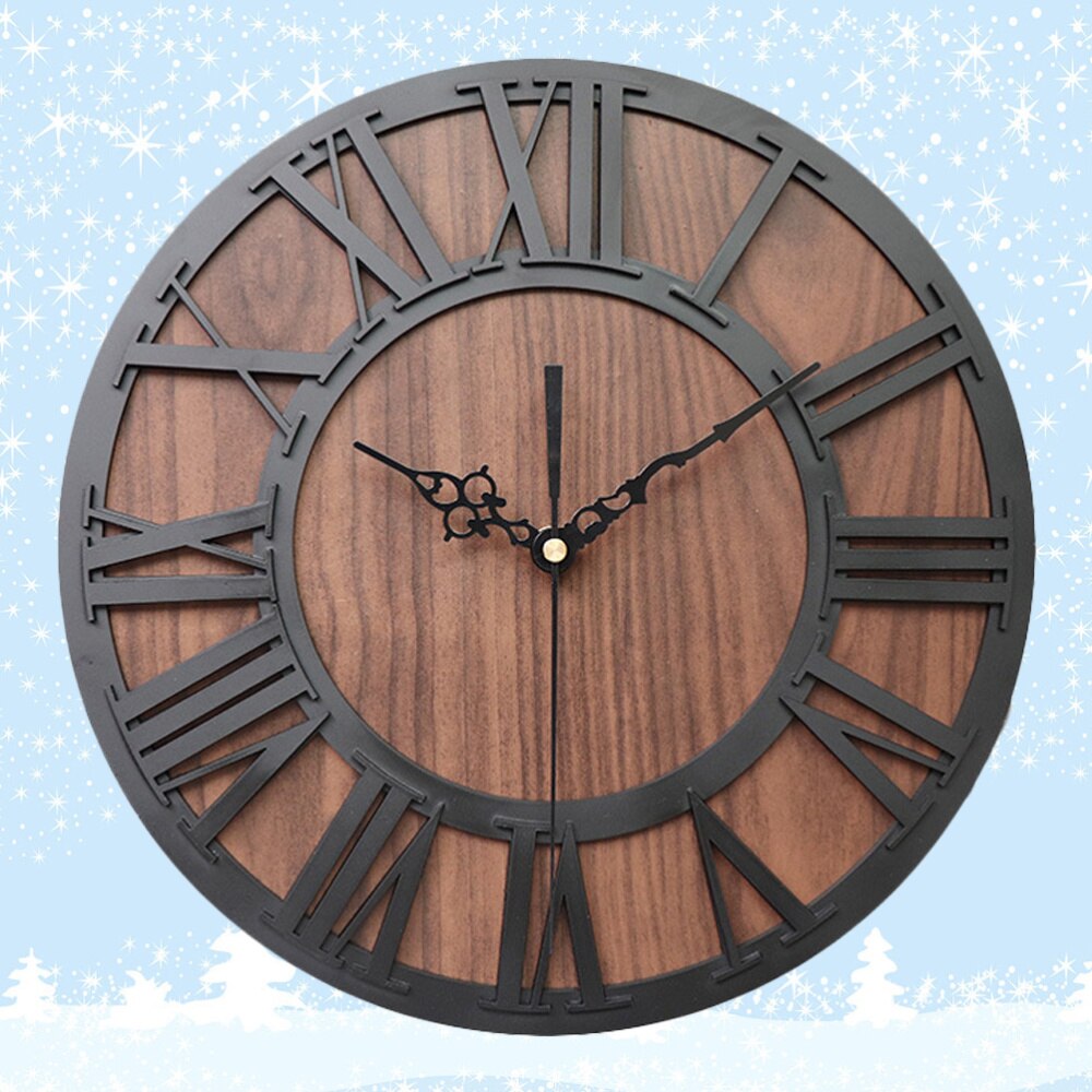 Roman Digital Wall Clock Simulation Wooden Wall Clock Roman Number Craft Wall Clock Acrylic Wall Clock (Black Shipment without B