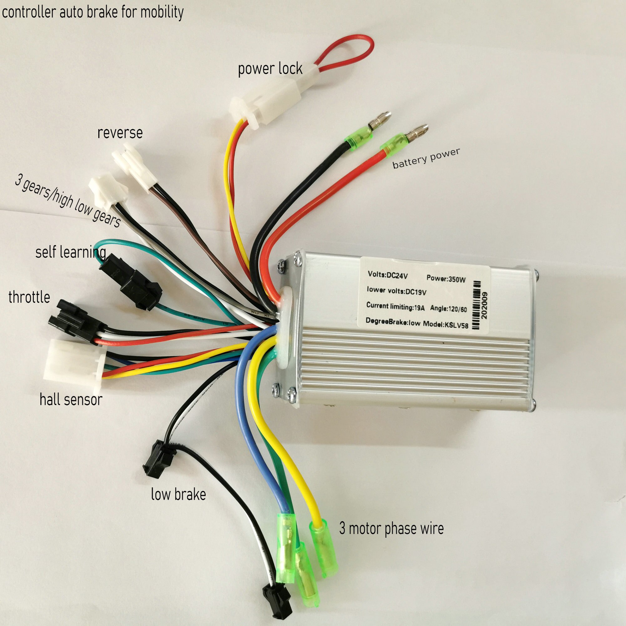 24v36v48v 250w350w intelligent BLDC motor speed controller EBS brake no need brake lever for electric scooter mobility ebike