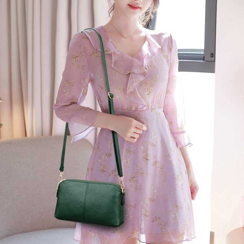 Retro PU Leather Shoulder Women Wild Crossbody Bag Multifunction Messenger Bag Advanced Lady Handbag Litchi Pattern Daily Bag