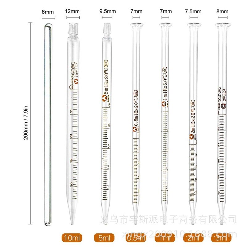 10-piece Glass Pipettes Graduated Dropper 0.5 Ml 1 Ml 2 Ml 3 Ml 5 Ml 10 Ml Long Glass Candle Making Kit
