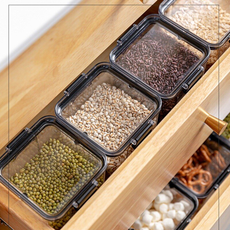 Plastic Candy Box Kitchen Food Storage Container Box Fruit Basket Square Transparent Sealed Fresh Grain Tank 1pc