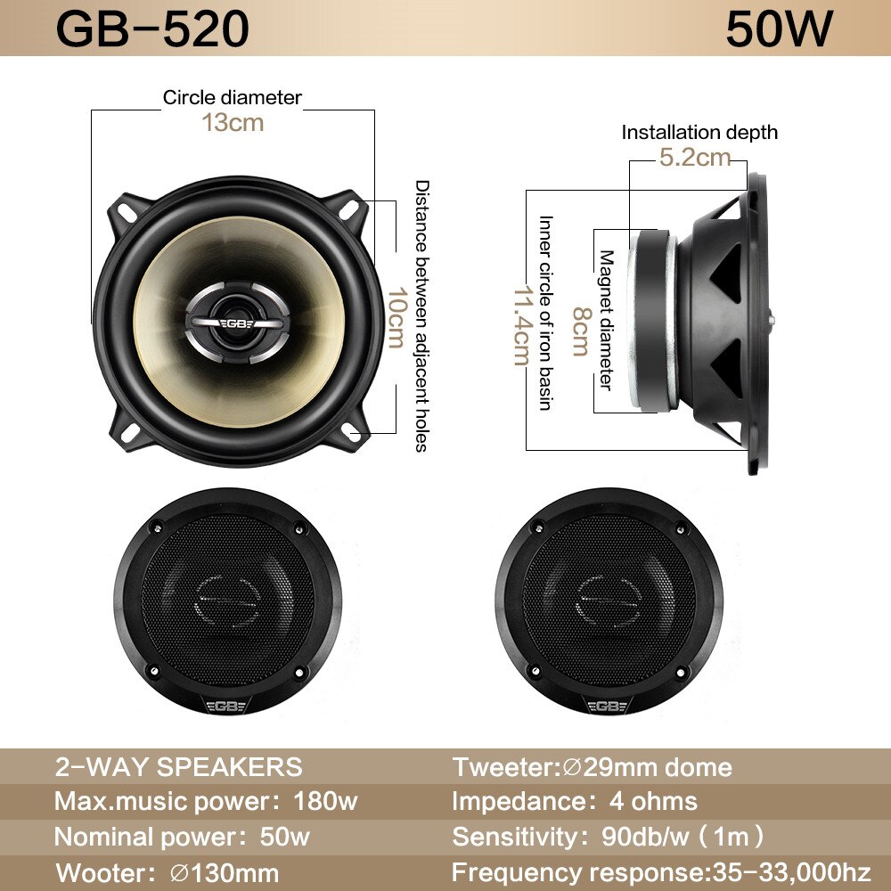 Auto Poort Audio Modificatie Coaxiale Subwoofer 5 Inch Speaker Stereo Auto Audio, Hi-Fi Speakers Niet-destructieve Installatie