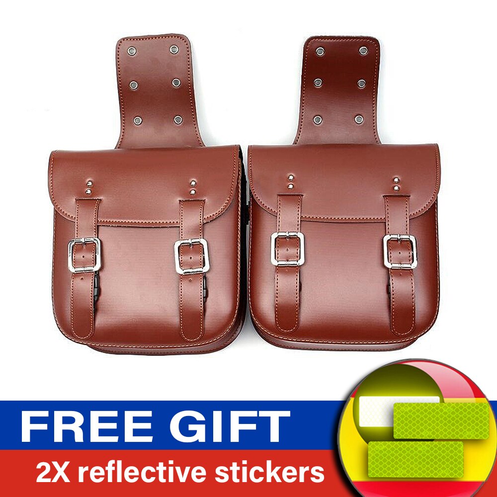 Motorfiets Pu Lederen Tassen Motorbiker Grote Capaciteit Bagage Bagage Rijden Winkel Tooling Zadeltassen: 2PCS Brown