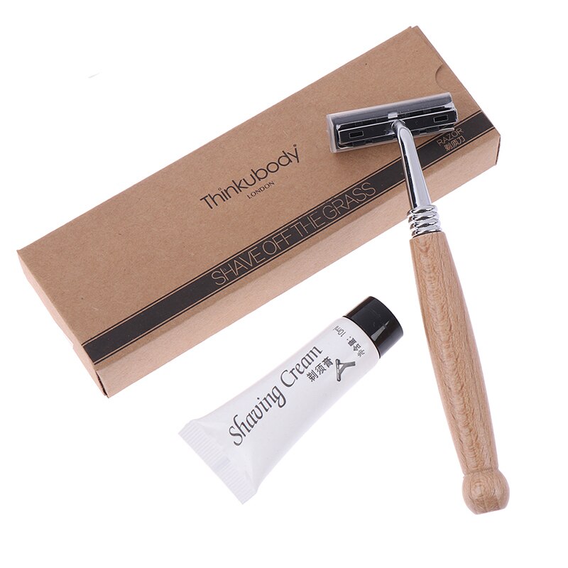 1 SET Manual Beard Shaver Double Edge Blade Hair Razor with Box Silver Color Men Barber Rasoir sharp tool: D style