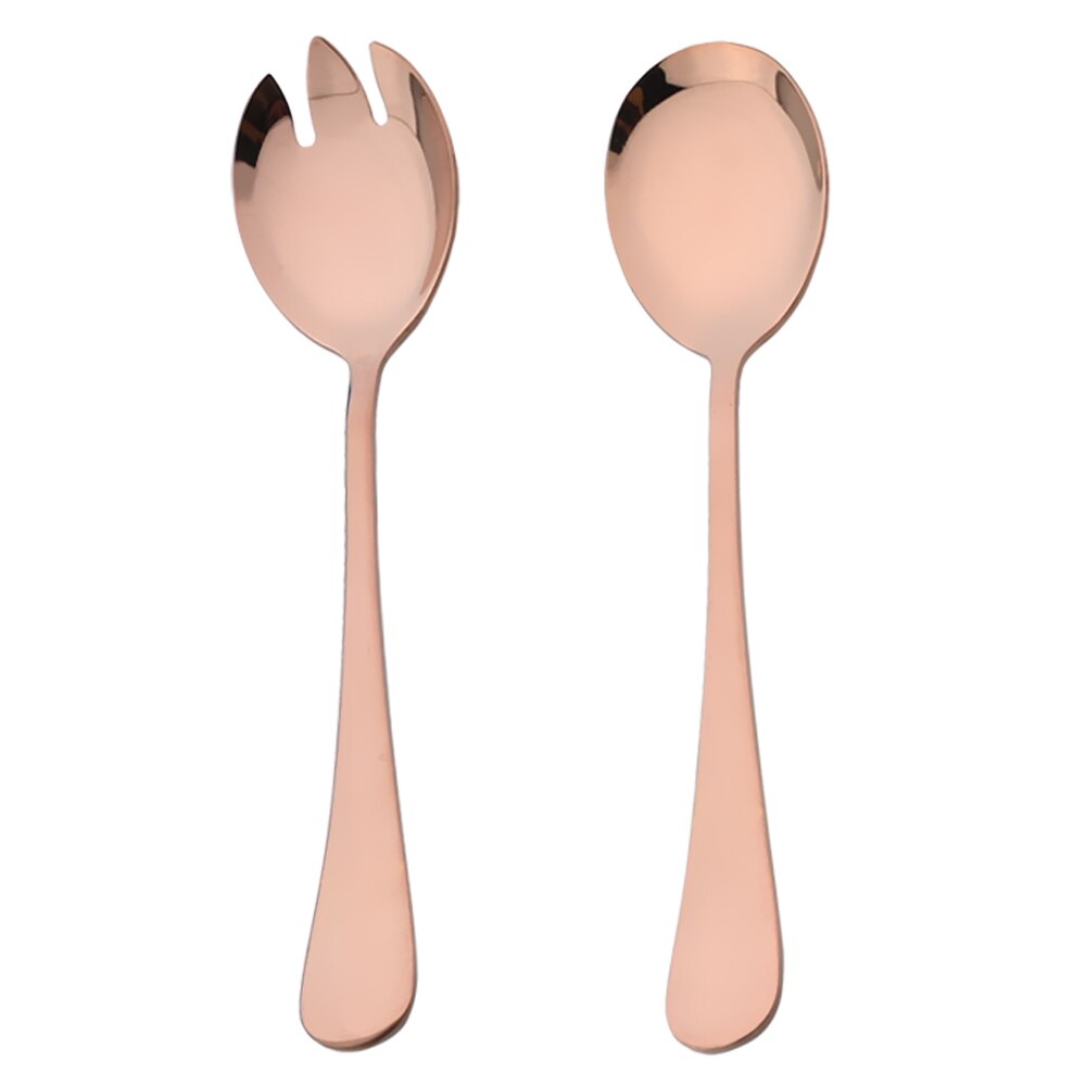 2Pcs Rose Stainless Steel Cutlery Set Salad Spoon Fork Dinnerware Set Salad Spoon Serving Spoon Fork Set Kitchen Unique Spoons