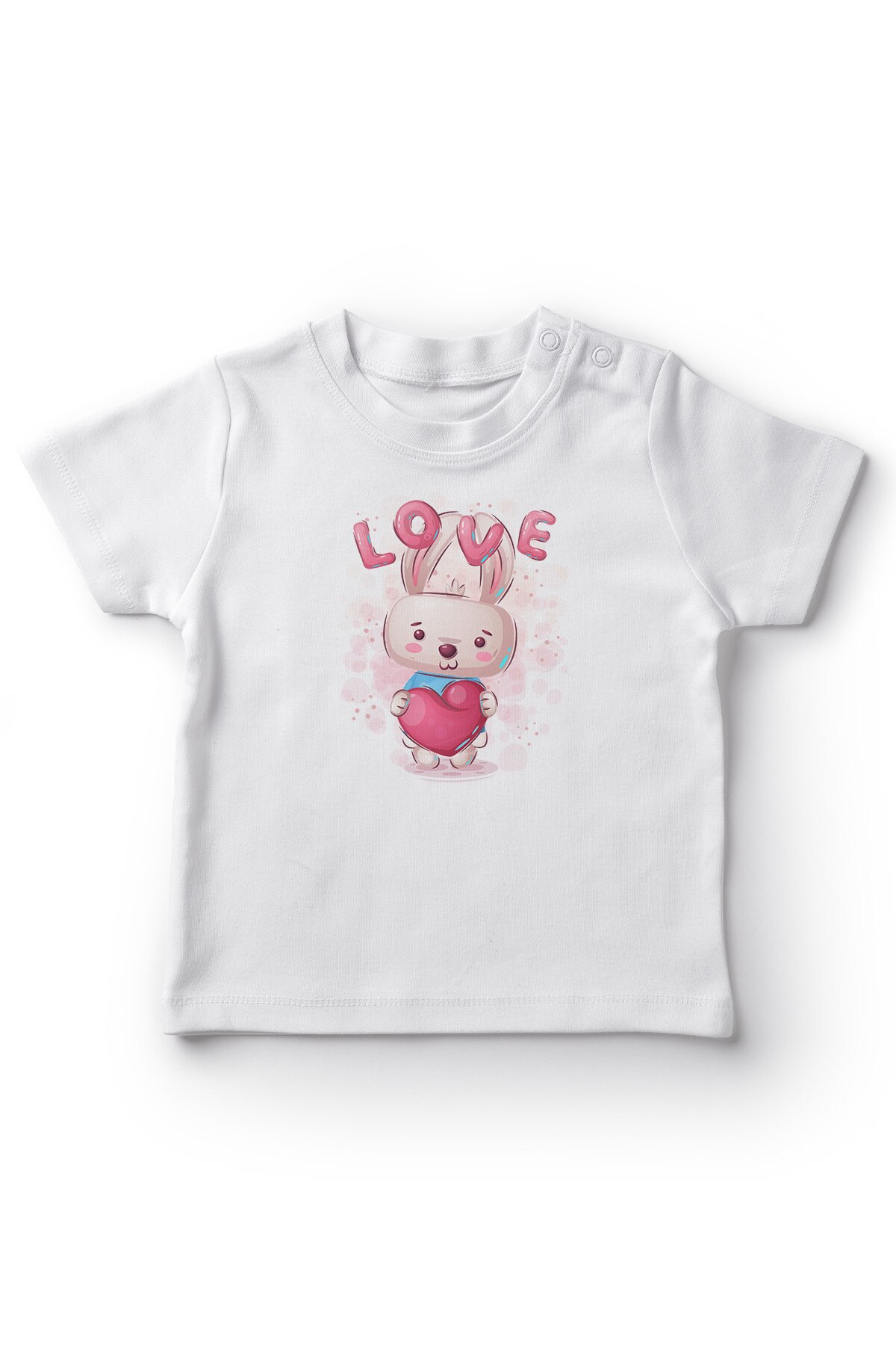 Angemiel bébé tenant coeur mignon chat bébé filles T-Shirt blanc