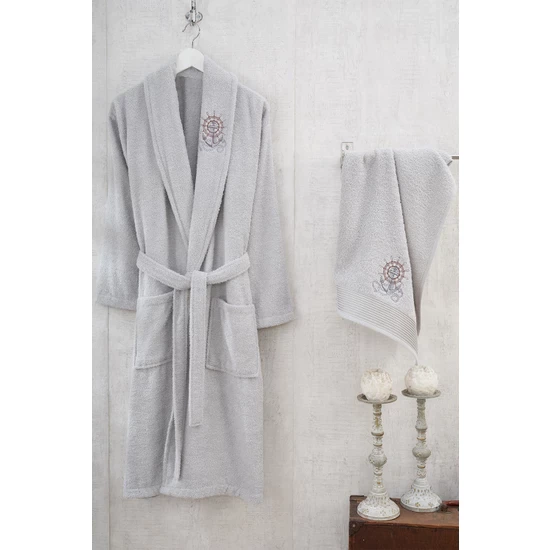 Özenev Oslo 2 Stuk Mannelijk Gewaad Set 100 Katoen Sneldrogend Turkse Hammam Badhanddoek