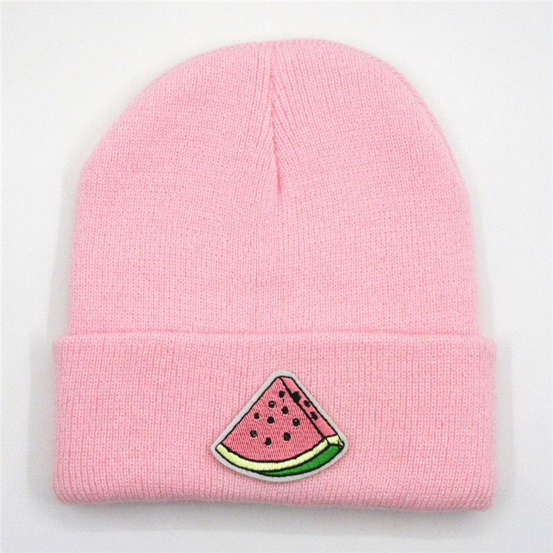 Watermeloen fruit borduurwerk dikke gebreide muts winter warme muts skullies pet muts voor kinderen mannen vrouwen 150