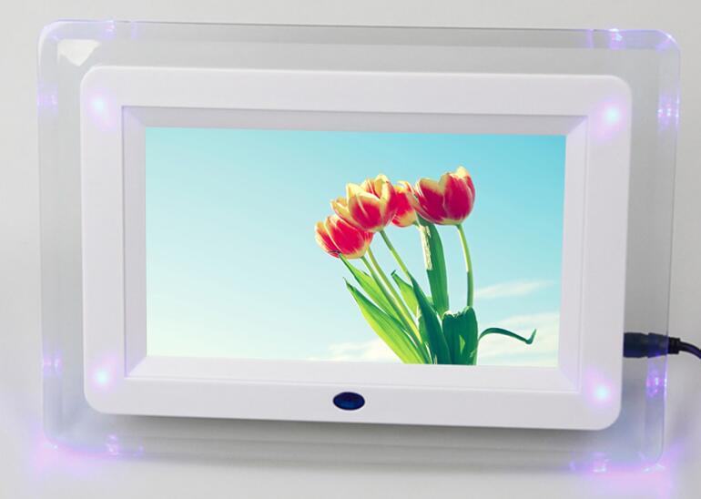 7 zoll digitaler foto rahmen hd elektronische fotoalbum Ultra-dünne tragbare lcd Bildschirm hochzeit foto digitalen bilderrahmen: Weiß / EU-Stecker