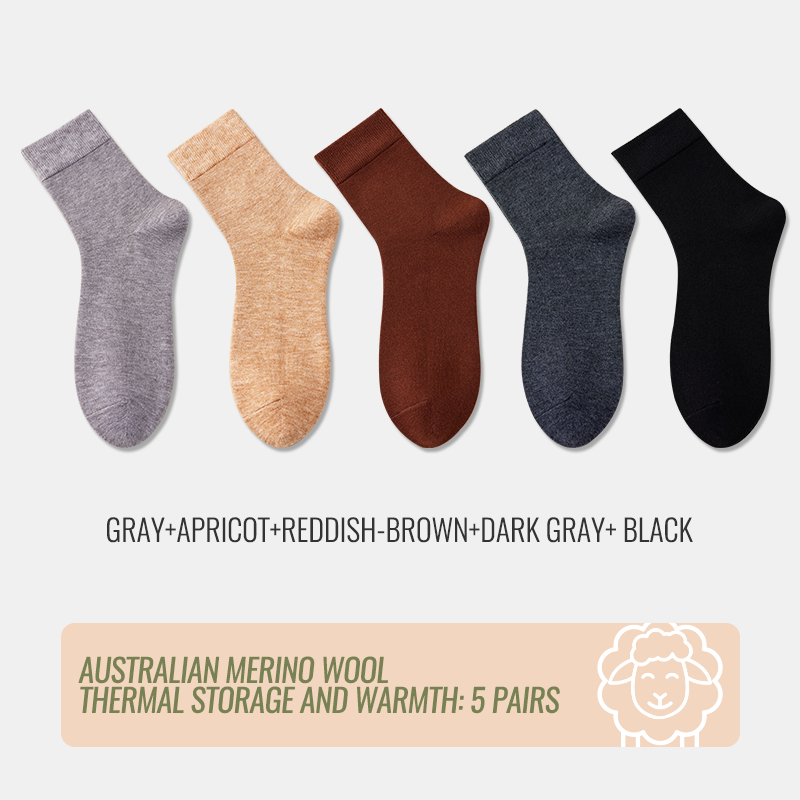 MiiOW calcetines de lana merina para hombre, calcetines gruesos de invierno con calefacción, botas de nieve de Cachemira resistentes al frío, calcetines de negocios de toalla cálidos marrones Retro: Beige