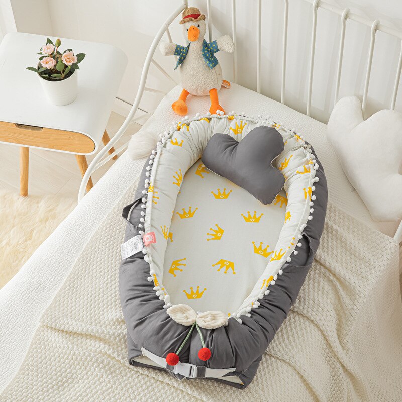 90X50cm Portable Baby Nest Crib Baby Bed Bassinet for Baby Lounger Cotton Baby Nest Co Sleeping Bed: A6