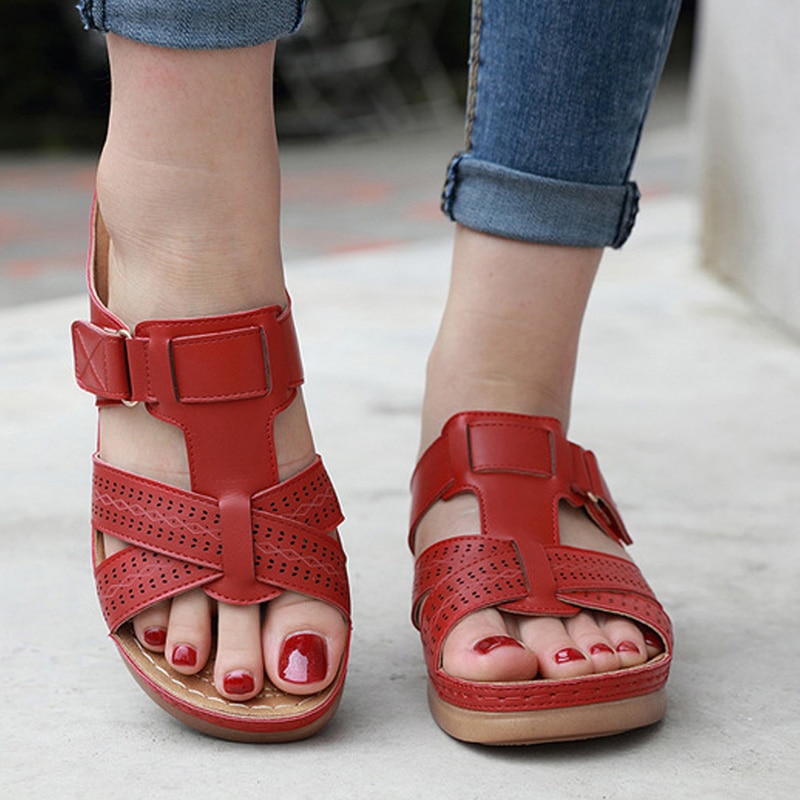 Newly Women Premium Orthopedic Open Toe Sandals Vintage Anti-slip Breathable for Summer YA88
