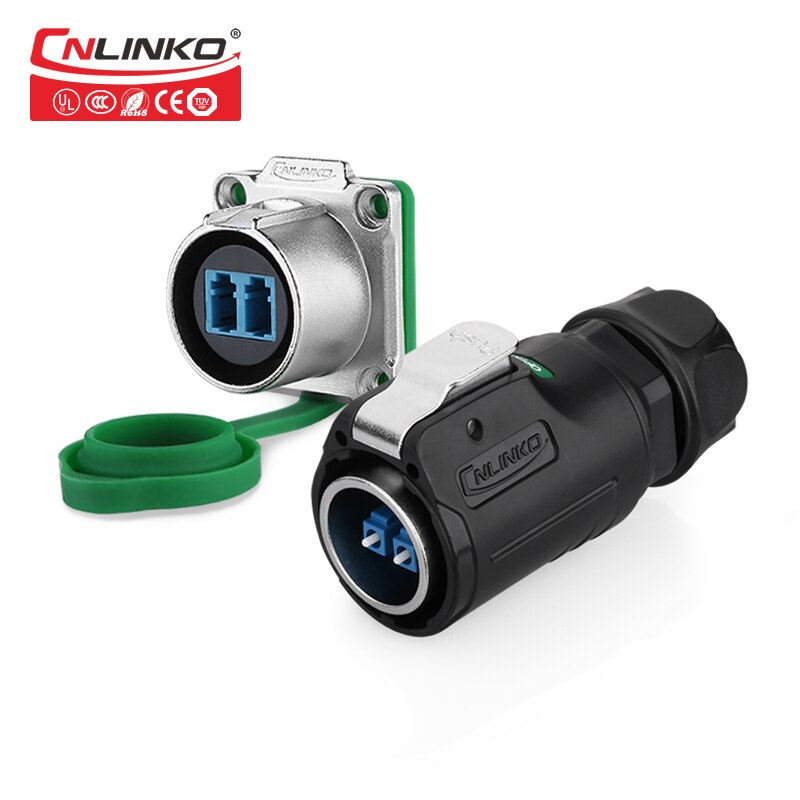 CNLINKO M24 Optical Fiber Connector LC Fiber Optic Signal Adapter Fast Quick Lock Waterproof IP67 Male Plug Female Socket: plug socket no cable