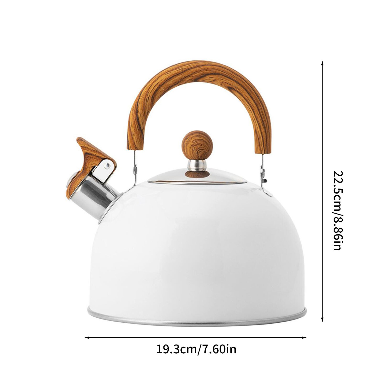 Bouilloire à thé en acier inoxydable, théière universelle en forme de citrouille noire, avec poignée résistante à la chaleur, pour toutes les cuisinières, 3,5 l: 2.5L White