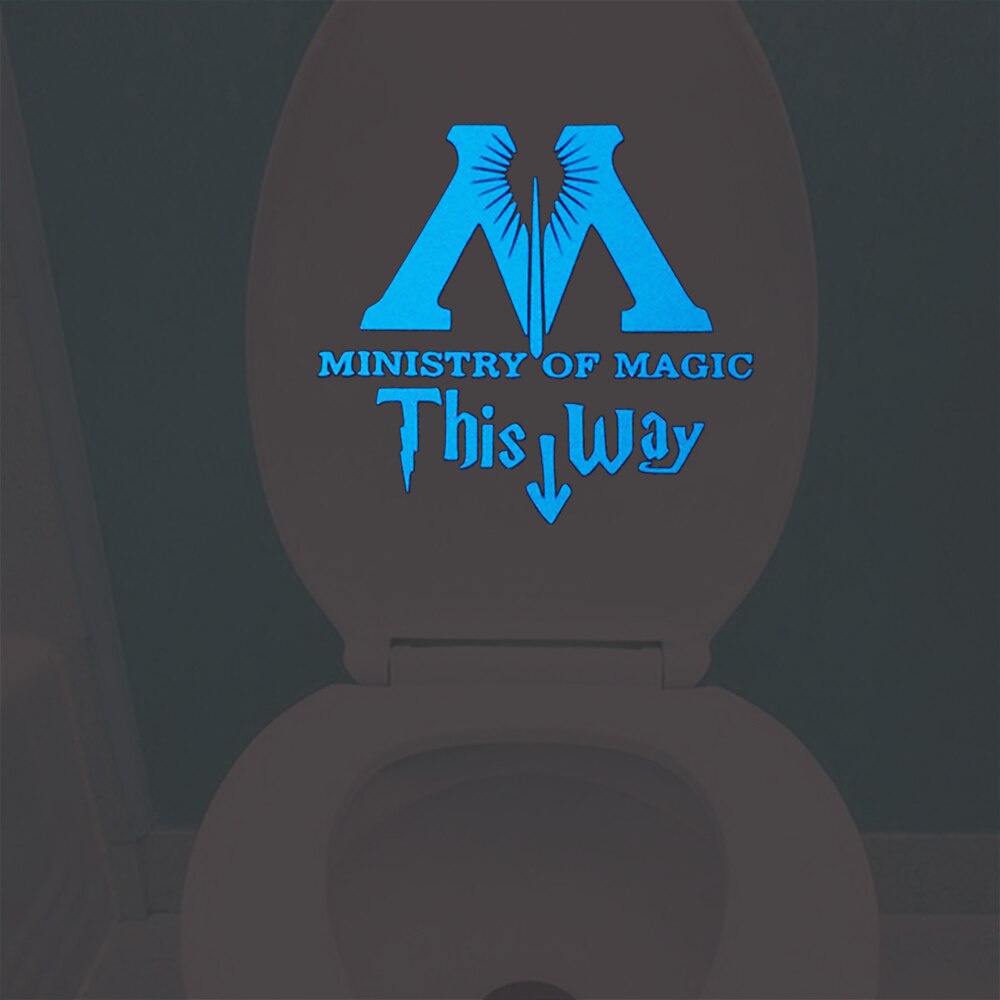 Magisk ministerium på denne måde glød i mørket toilet mærkat mærkat hjem indretning lysende væg klistermærke badeværelse dør vaskerum diy
