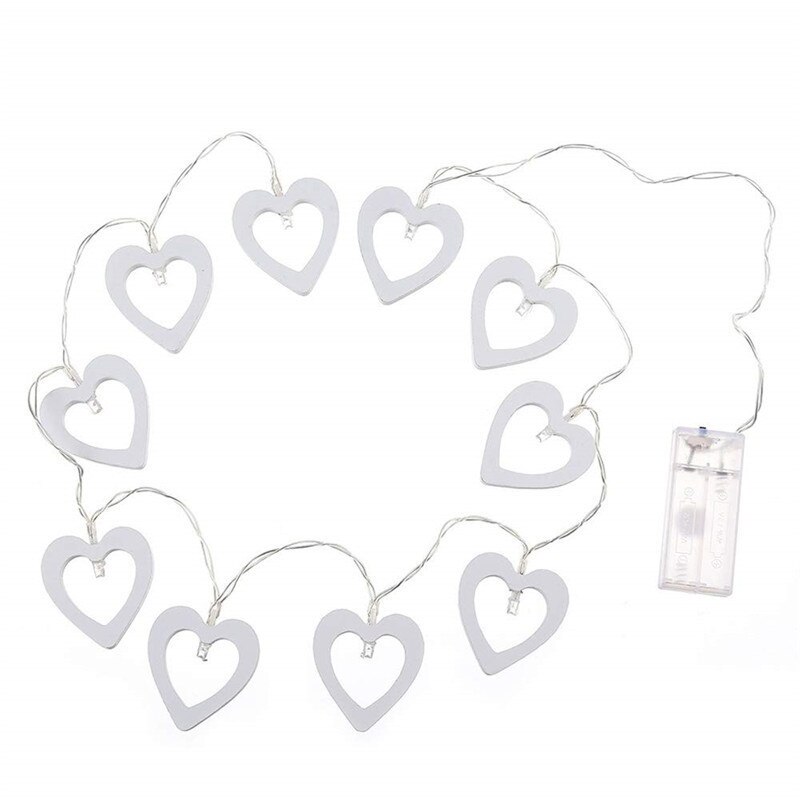 40LEDS Kerst String Verlichting LED Fairy Guirlande Nachtlampje Houten Hart Valentijnsdag Decor Thuis Verjaardag Bruiloft licht