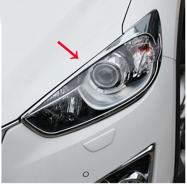FIT VOOR Mazda CX-5 CX5 CHROME VOOR HEAD LIGHT LAMP COVER KOPLAMP TRIM OOGLID 2 STUKS ACCESSOIRES
