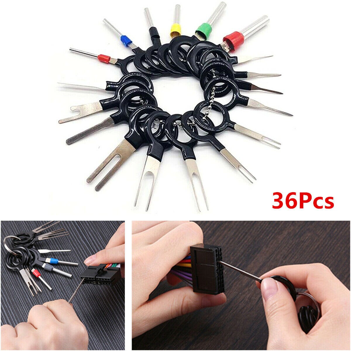 36PCS Car Terminal Removal Kit Wiring Crimp Connector Pin Extractor Puller Terminal Ejector Plug Repair Pin Tool