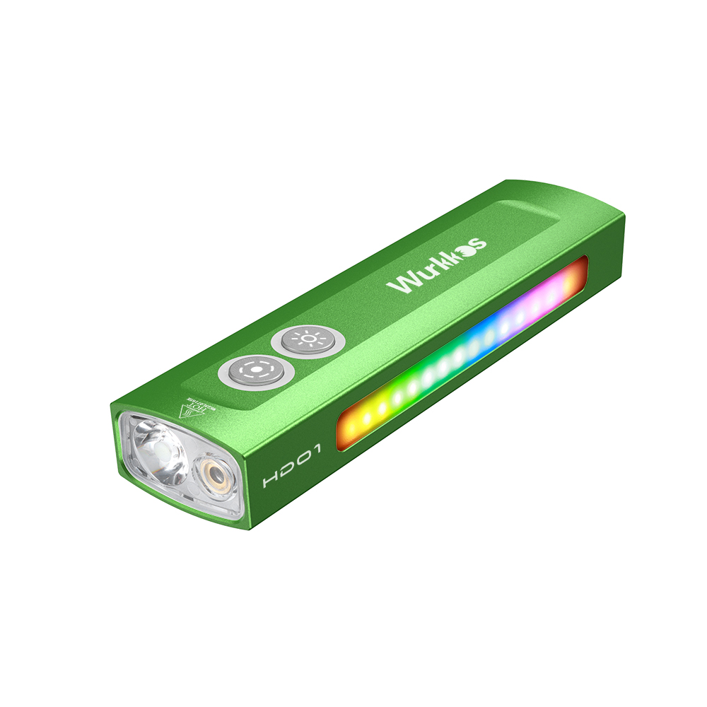 Wurkkos nueva linterna multifuncional HD01 1200 LM con luz verde luz blanca 90CRI luces laterales RGB IP65 impermeable senderismo: Verde