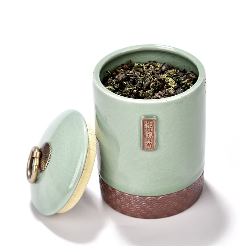 Pequeño tarro de té Caddy de cerámica sello de almacenamiento de té cofre café dulces caja de almacenamiento de alimentos de cocina juego de té Kung Fu tanque portátil