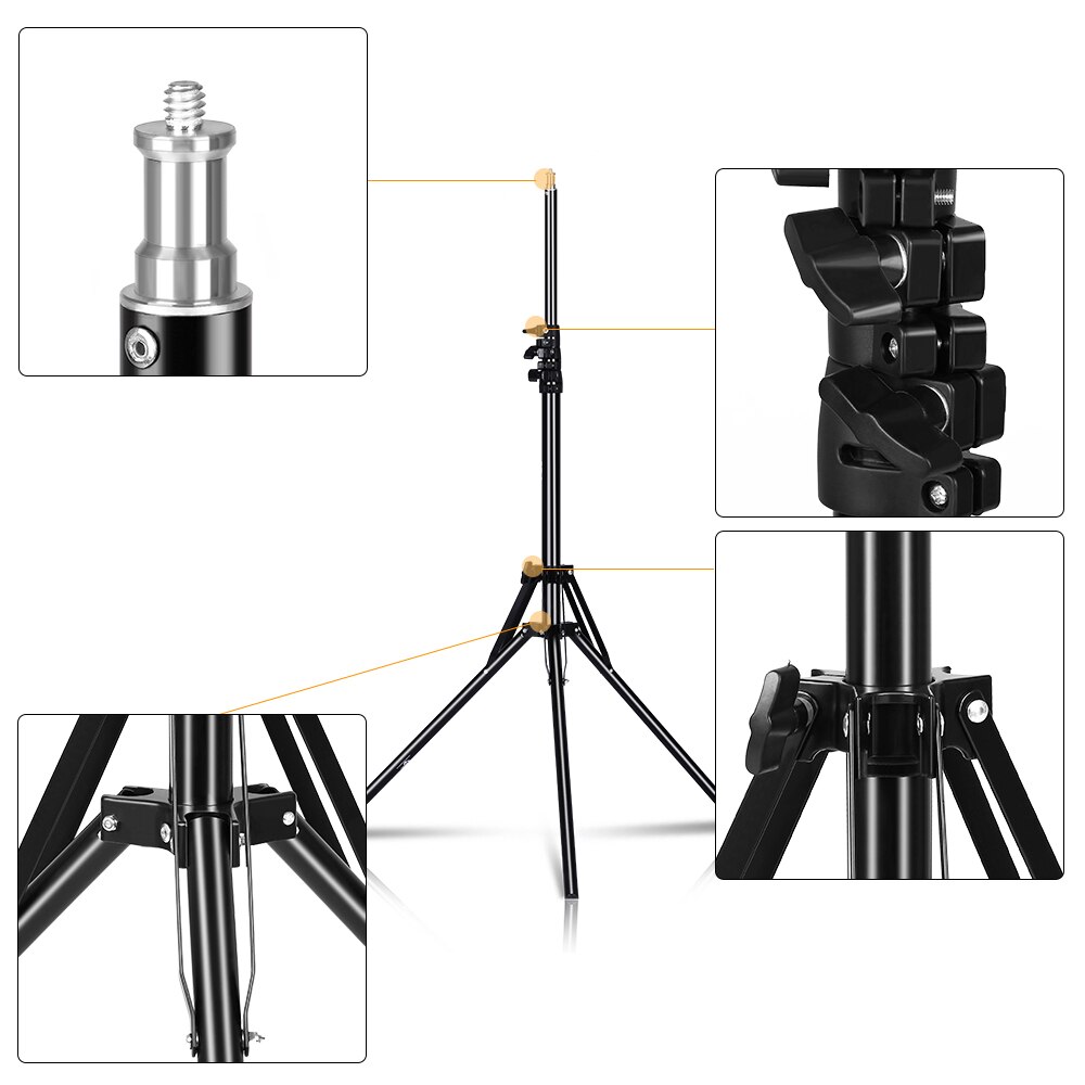 184cm leichte selfie-stick-stative für die fotografie mit 1/4 schraubköpfen und gewichtsverteilung, 6kg fotostudio-stative