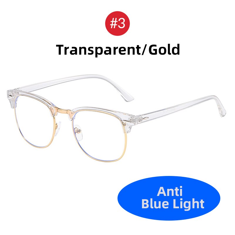 Gafas clásicas con montura transparente para hombre y mujer, lentes de bloqueo de luz azul sin montura, cuadradas, antirayos azules, para ordenador y videojuegos, 2025: Transparente