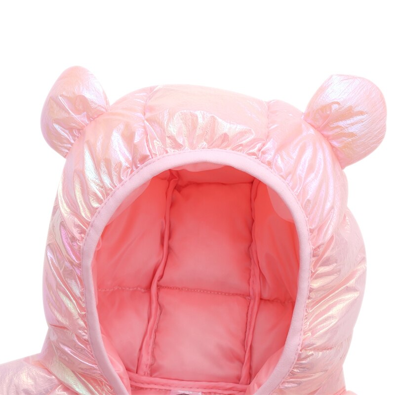 Winter kinder gewatteerde jas lichtgewicht casual gewatteerde jas voor middelgrote en kleine kinderen roze