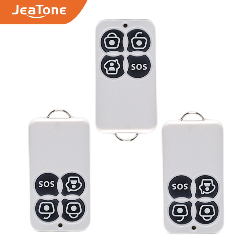 JeaTone 433MHz Wireless Remote Controller 4 buttons arm disarm sos for Home Security Alarm System 3pcs