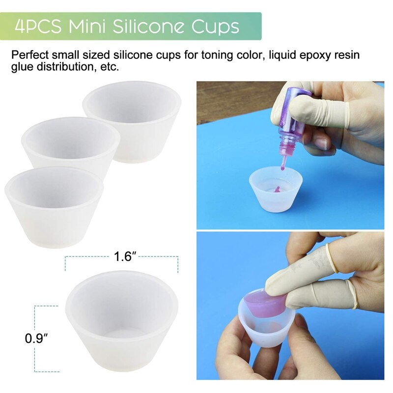 Eleg-Siliconen Mengbekers Voor Hars Siliconen Maatbekers 100Ml Epoxy Hars Mengen Cups Met Siliconen Mat 2 stuks Siliconen Roer S