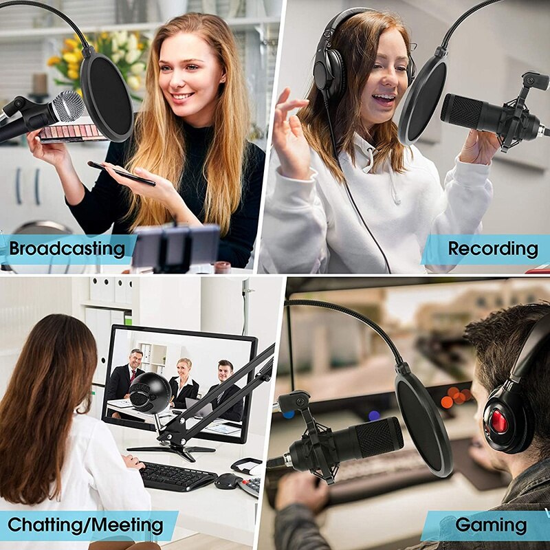 Pied de micro, Micro Perche avec Suspension Réglable Ciseaux Bras Support de Support Pour Téléphone, pour Blue Snowball Et d'autres Pri