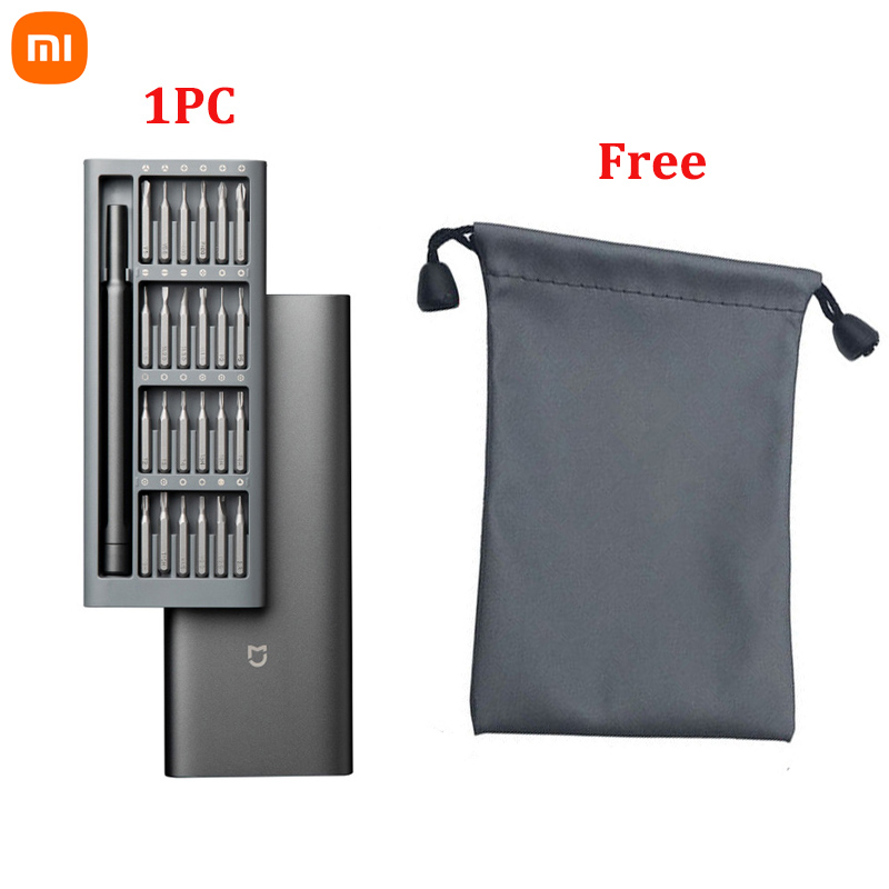 Xiaomi – Kit de tournevis Original à usage quotidien, 24 embouts magnétiques de précision, boîte en aluminium, ensemble de tournevis pour maison intelligente: GRAY