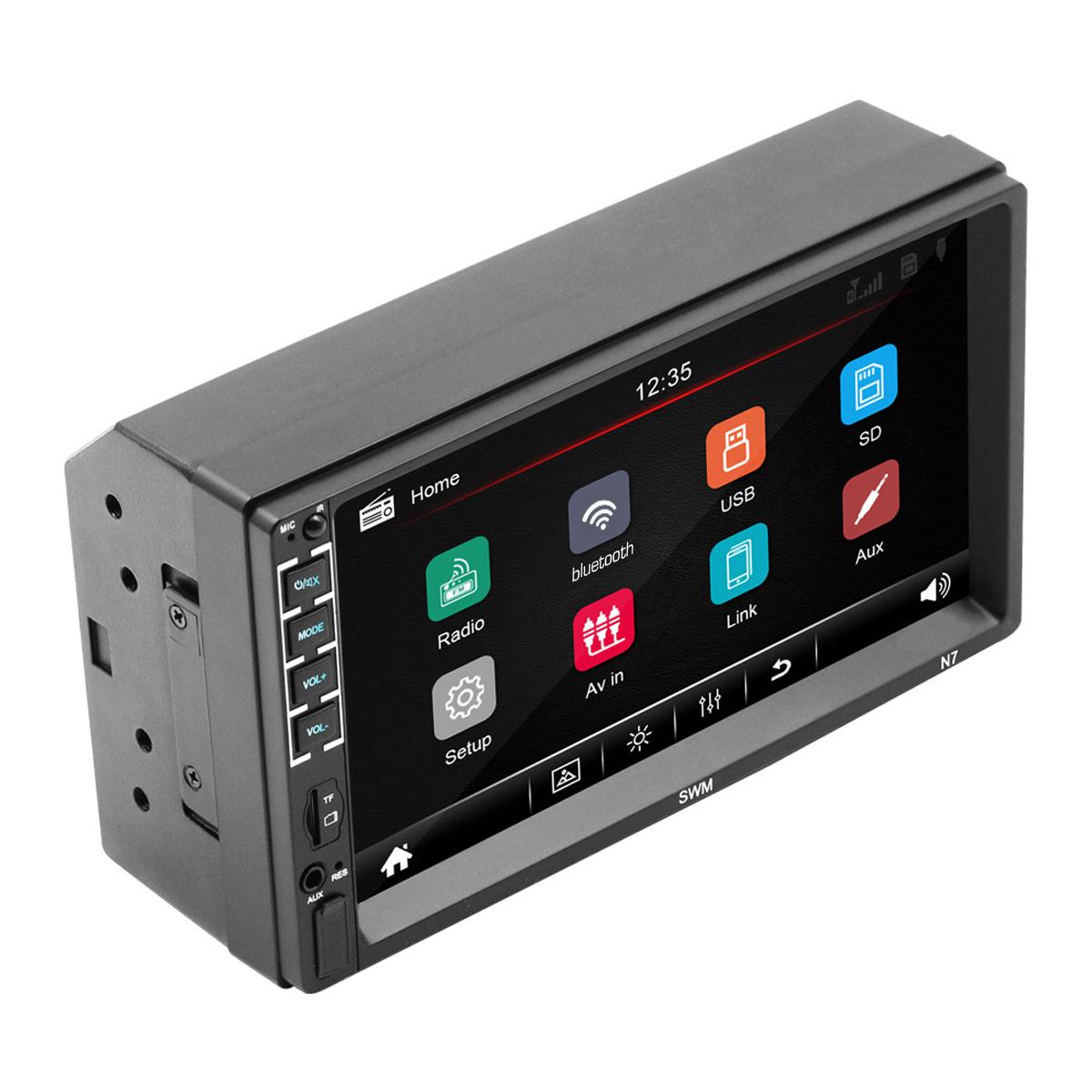 Bil multimedie  mp5 afspiller 7 " kapacitiv skærm bluetooth usb aux tf kort fm radio bil stereo med 4 lampe kamera