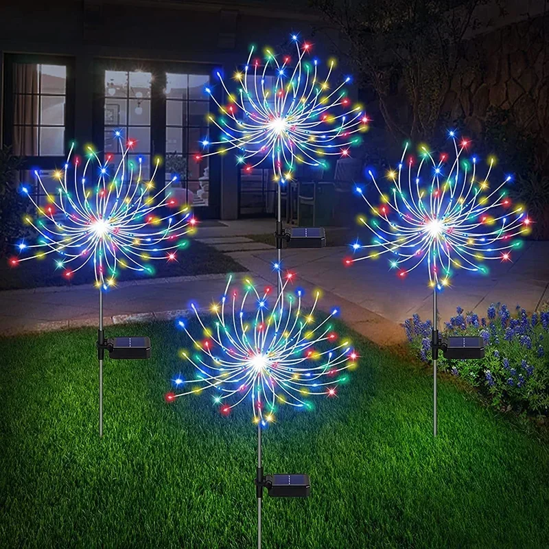 Luz LED Solar de fuegos artificiales, decoración de jardín al aire libre, camino de césped, luz para Patio, , Navidad, boda: ROSE