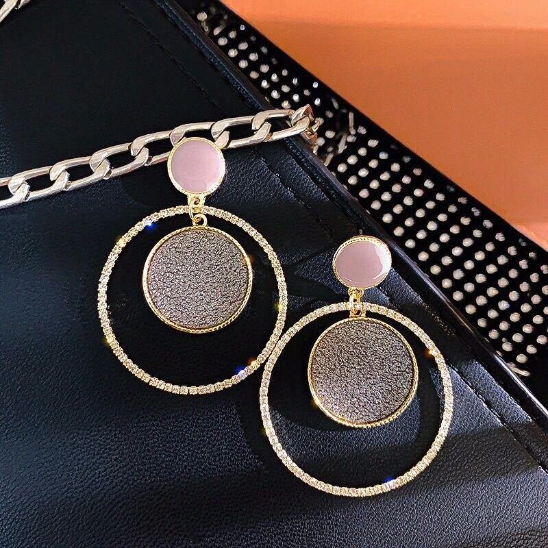 Mix Farbe Runde Kristall Ohrringe Für Frauen Doppel Runde Große Runde Baumeln Ohrringe Modeschmuck pendientes