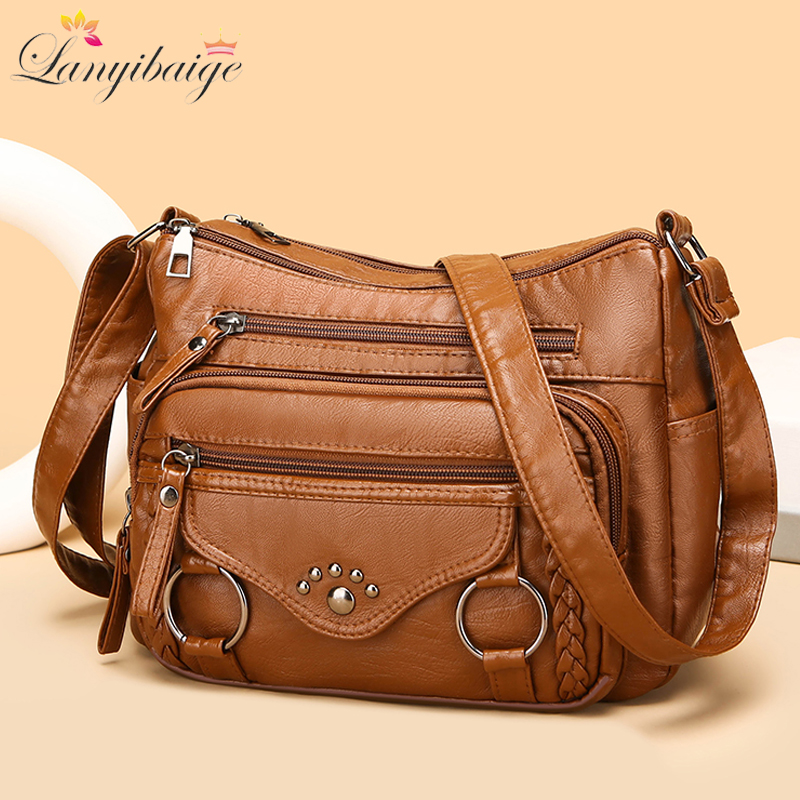 Muchos bolsos cruzados grandes de bolsillo para mujer 2024 Sac A Main Femme bolsos de lujo de cuero bolsos de mujer bolsos de de