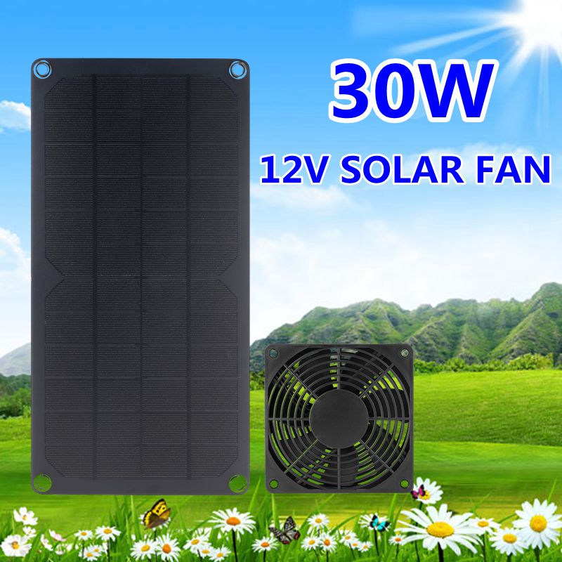 Extractor de aire Solar con Panel Solar, ventilador de escape de 30W y 12V, 6 pulgadas, para perro, pollo, casa, RV, invernadero