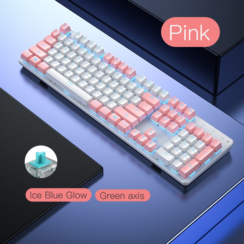 Wired Gaming Keyboard Blue Black Switch Mechanical Keyboard RGB Backlit 104 keys Anti-ghosting Laptop PC Gamer Pink Keyboards: pink 1