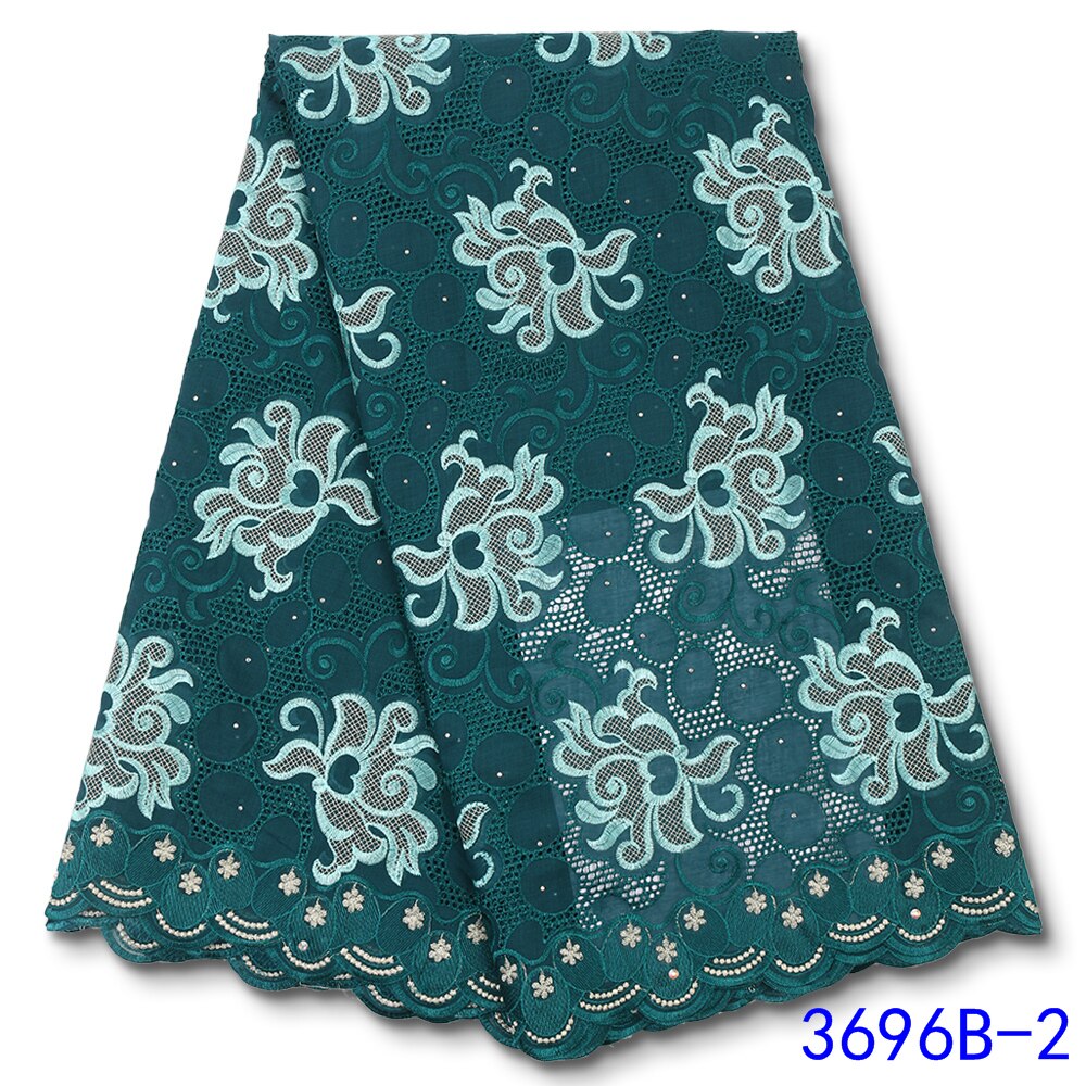 African Lace Fabric Lace Beautiful Nigerian Cotton Lace Fabrics With Stones For Party Wedding Dress YA3696B-6: Picture 2