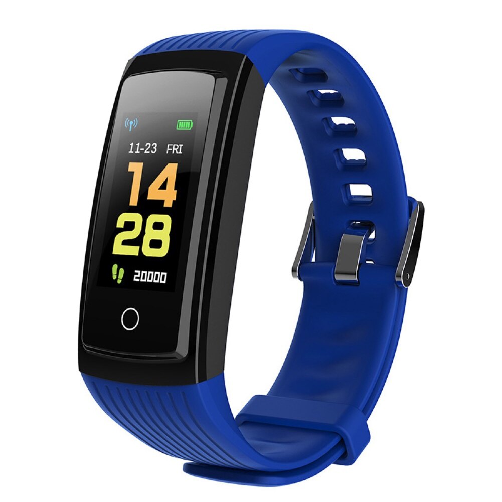 V5s ip67 vattentäta bluetooth pulsmätare fitness sport smart armband: Blå