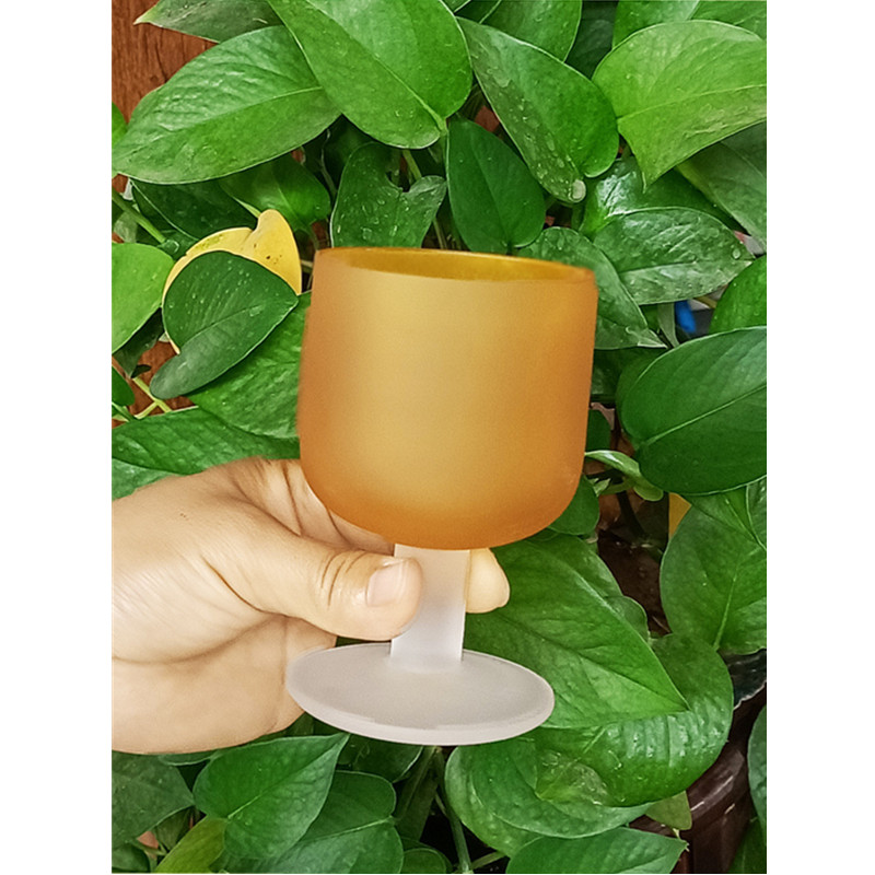 250ml Frosted Yellow Glass Cup Handmade Wine Champagne Flutes Cocktail Glasses Home Decoration