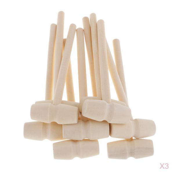 30Pcs Seafood Lobster Crab Mallets Natural Wooden Hammer Kids Toys Craft Small Wooden Hammer for DIY Leather Craft Projects